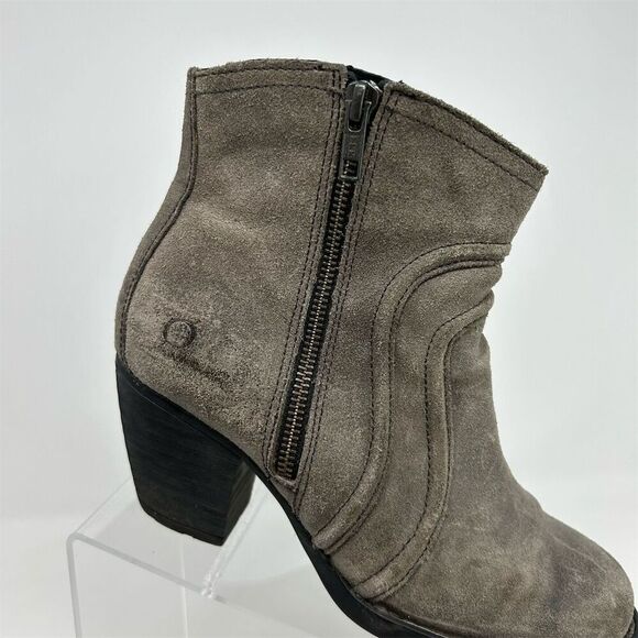 Born Women's Abby Gray Ankle Booties Size 8M Casual Zip Block Heel Fall - Picture 2 of 13